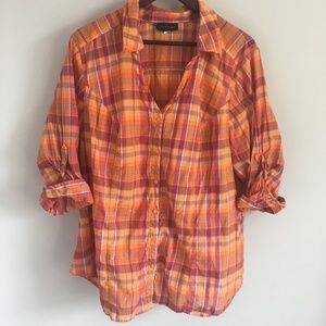 Lane Bryant | Orange Plaid Top
